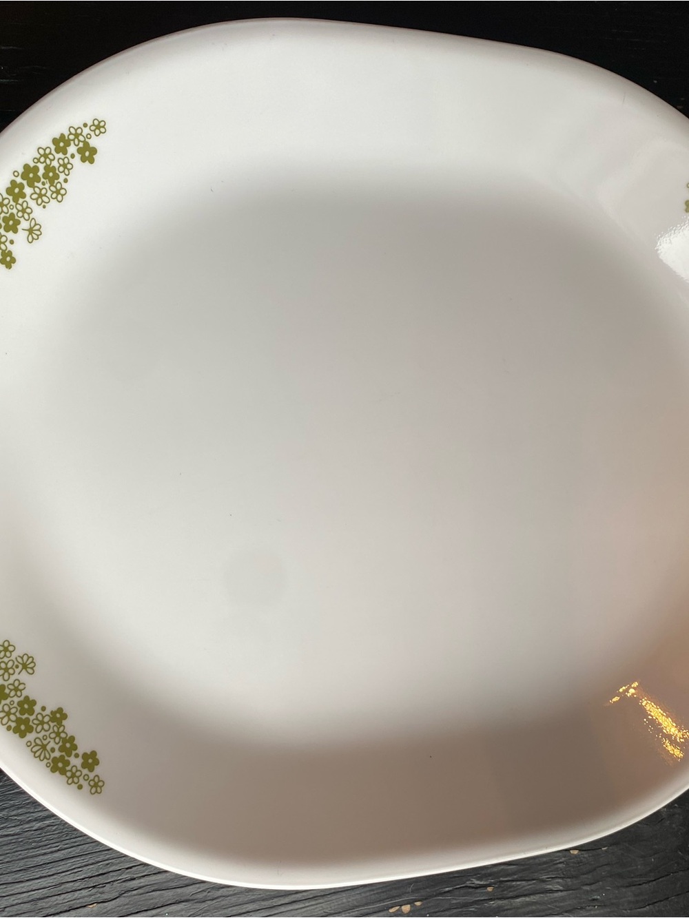 Corral White Dinner Plate with Olive Green Floral Motif